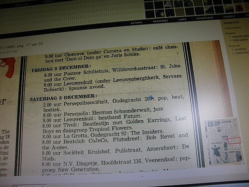 The Golden Earrings show announcement December 03, 1966 Utrecht - Tivoli-Sinjo Centrum
